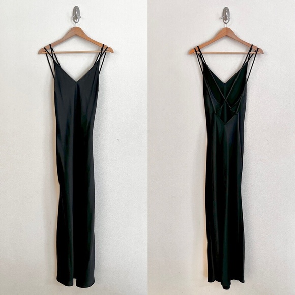 GWYN Olson Satin Backless Maxi Slip Dress in Black - Picture 6 of 11